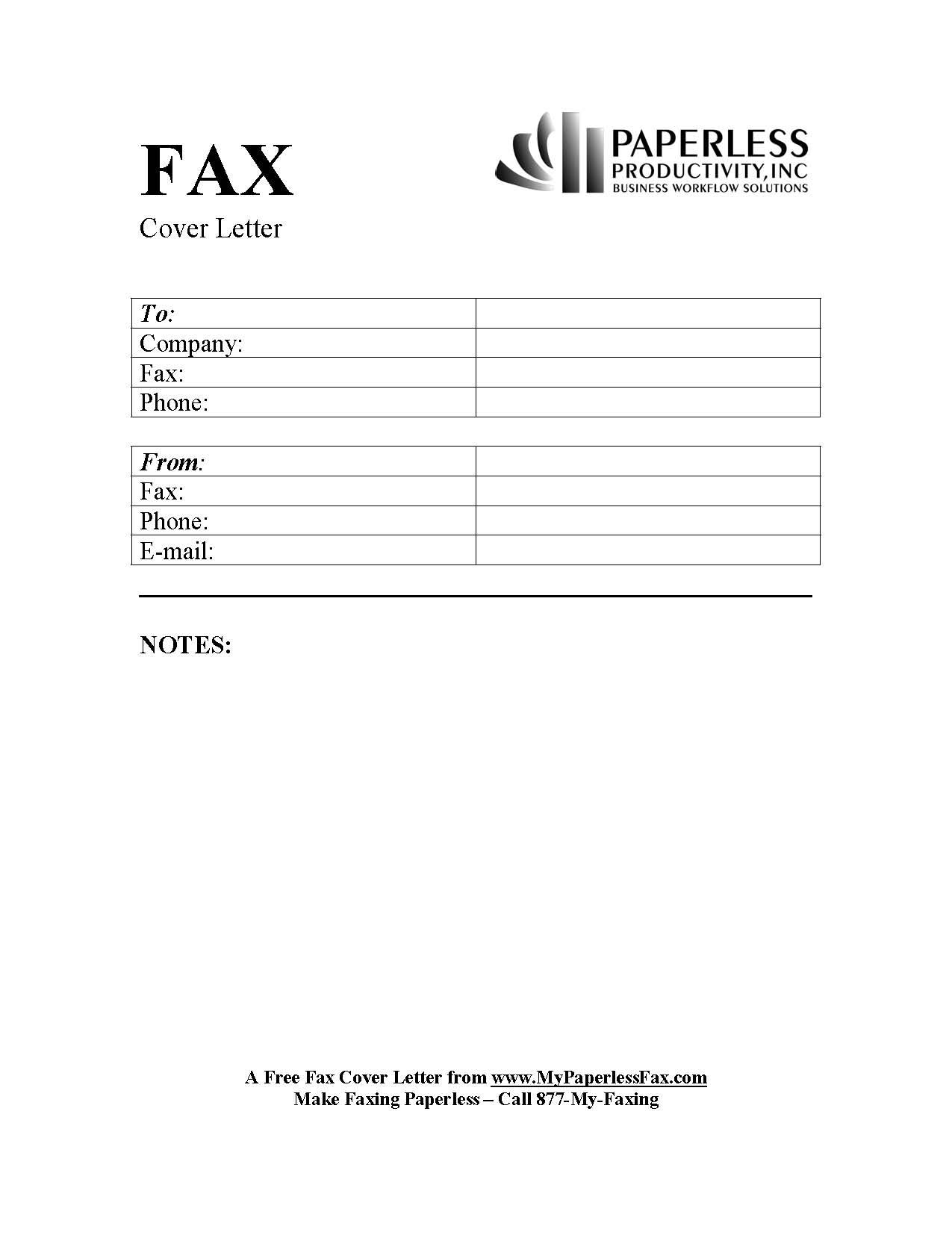 Fax cover letter template form